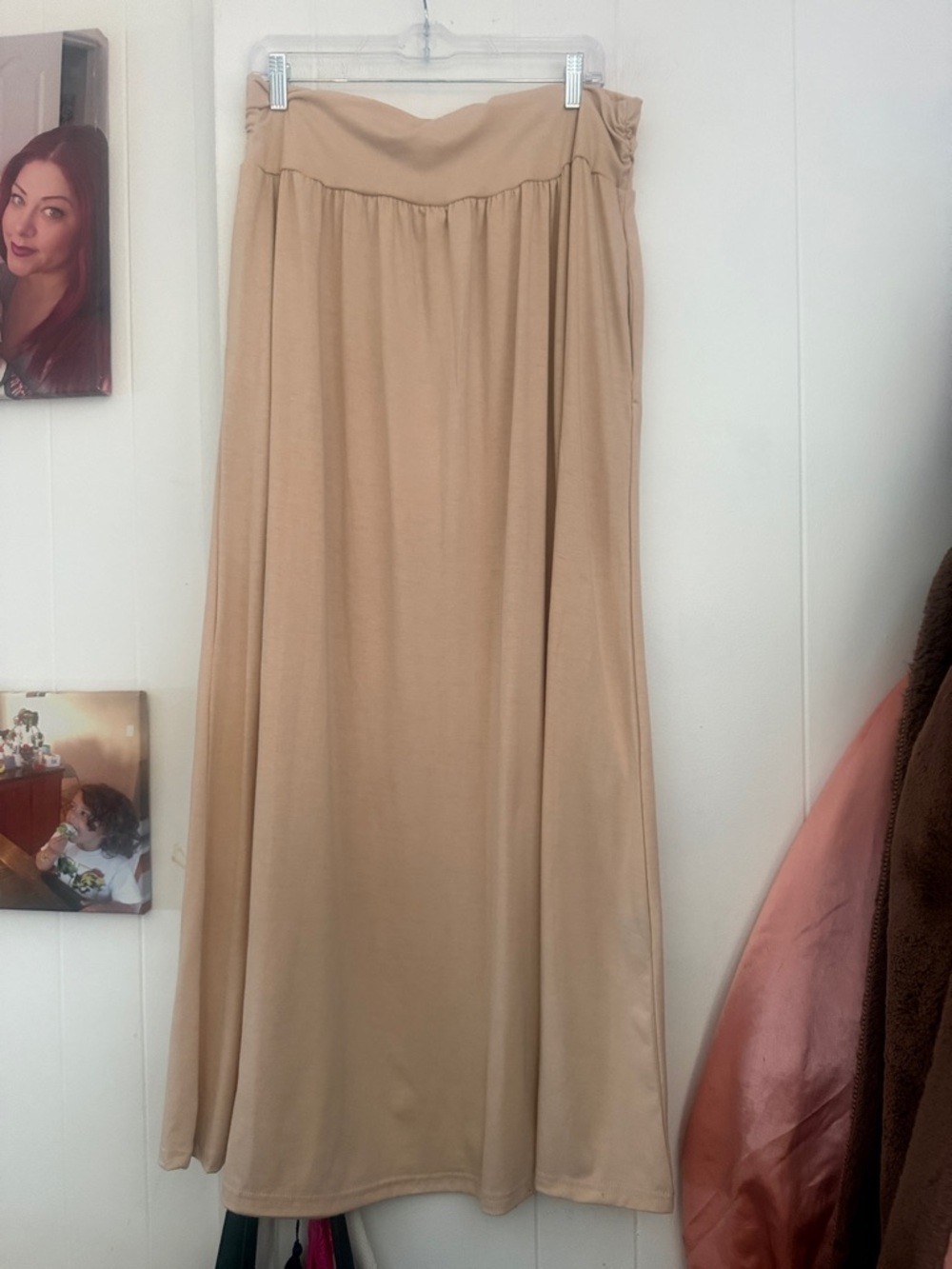 Neutral Beige Maxi Skirt with Flowing Silhouette